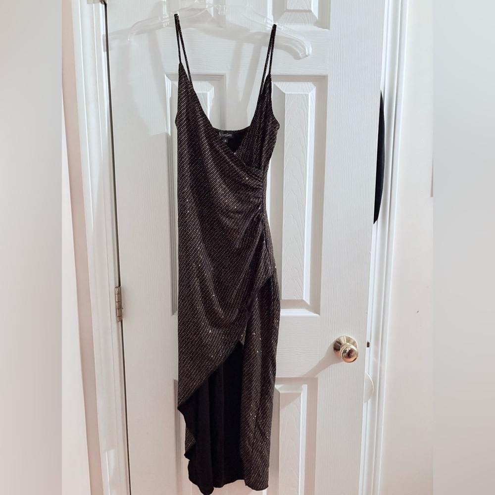 Hourglass Shimmering Black Asymmetrical Dress